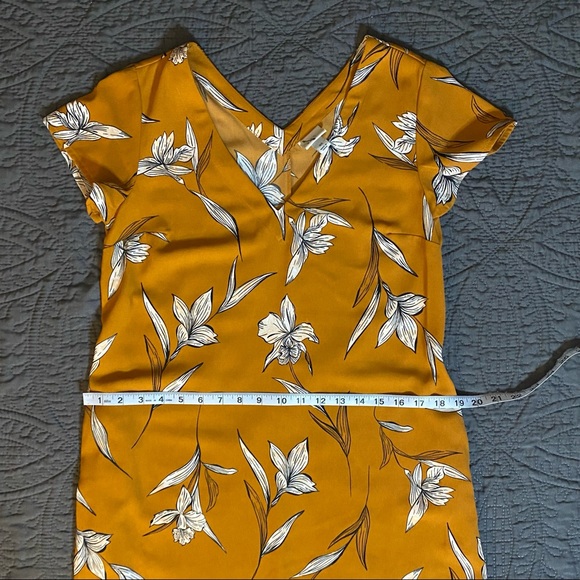 A New Day Floral Short Sleeve Shift Dress in Mustard Yellow - Picture 9 of 13